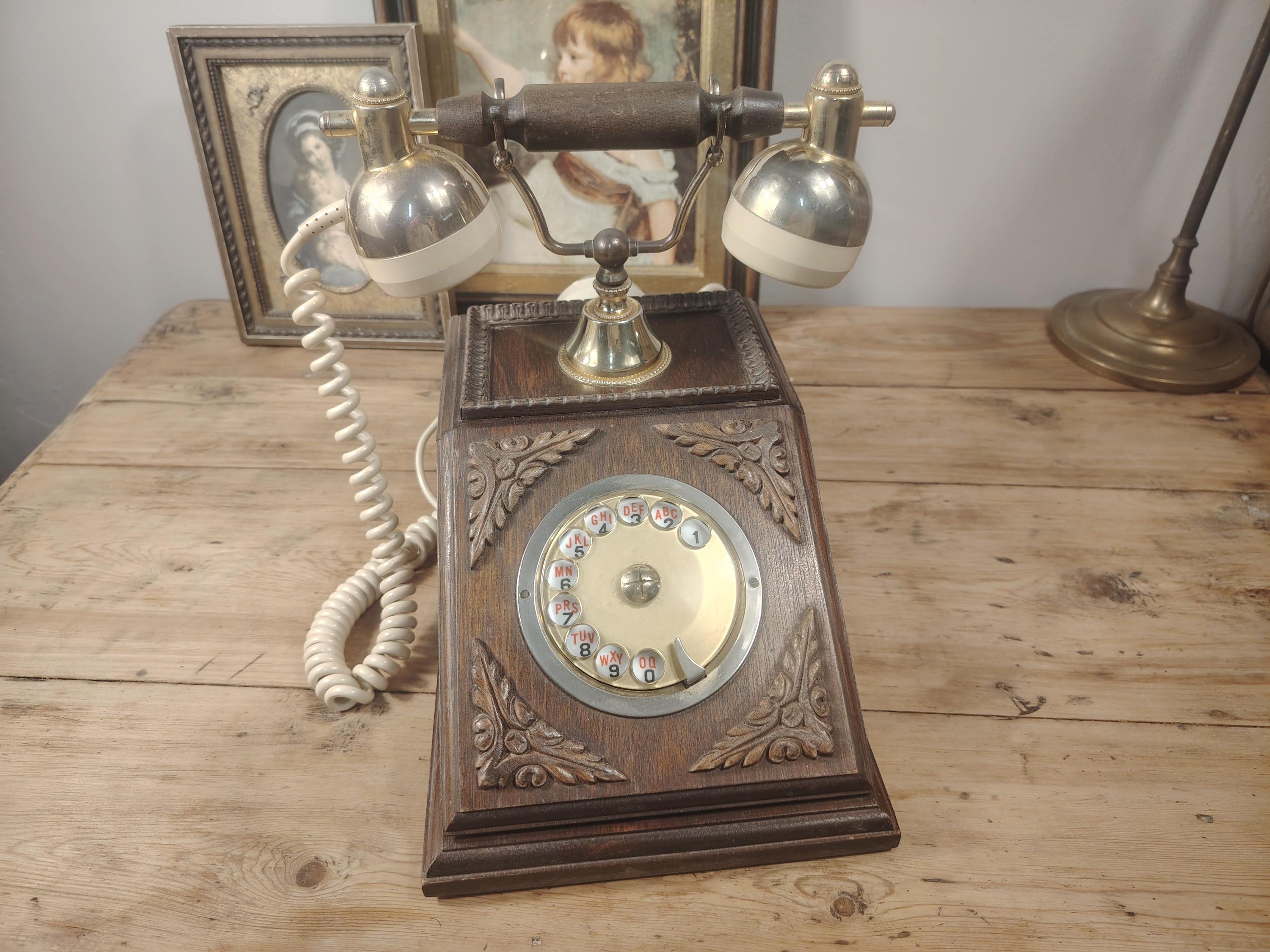 Téléphone Vintage en bois  Cevam année 1980