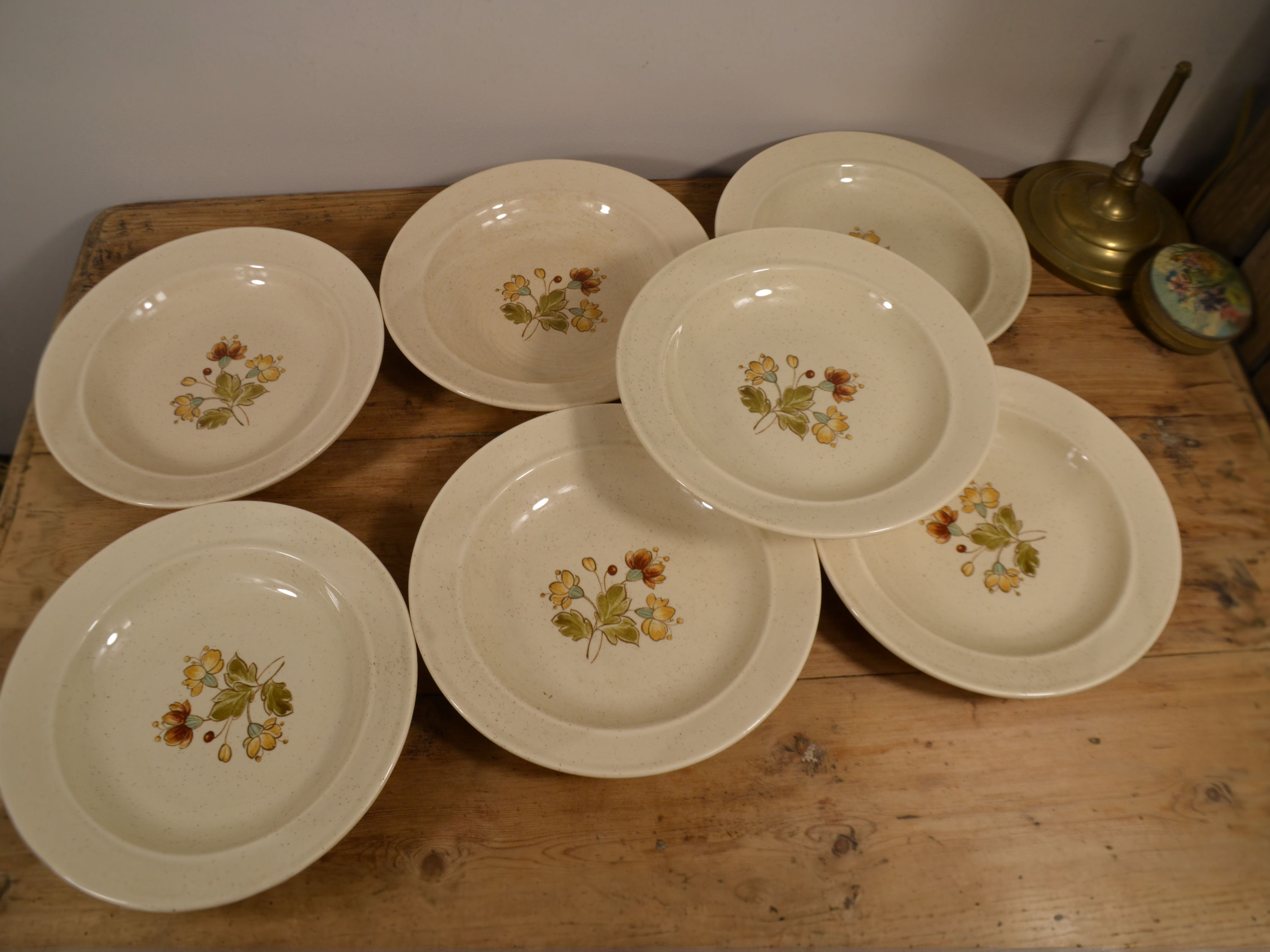 Lot de 7 assiettes motif floral automnal