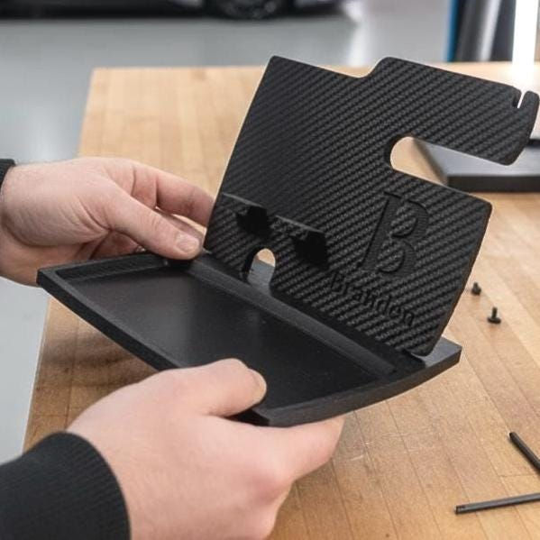 Thumbnail: Phone & Watch Stand in Carbon Fiber by Branded Abstract
