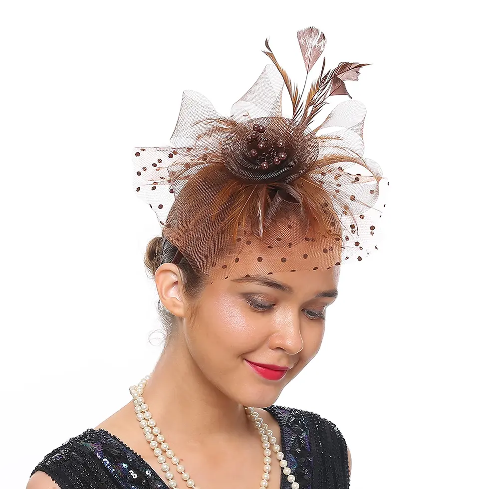 Thumbnail: Vintage Women Feather Flower Fascinator Hat