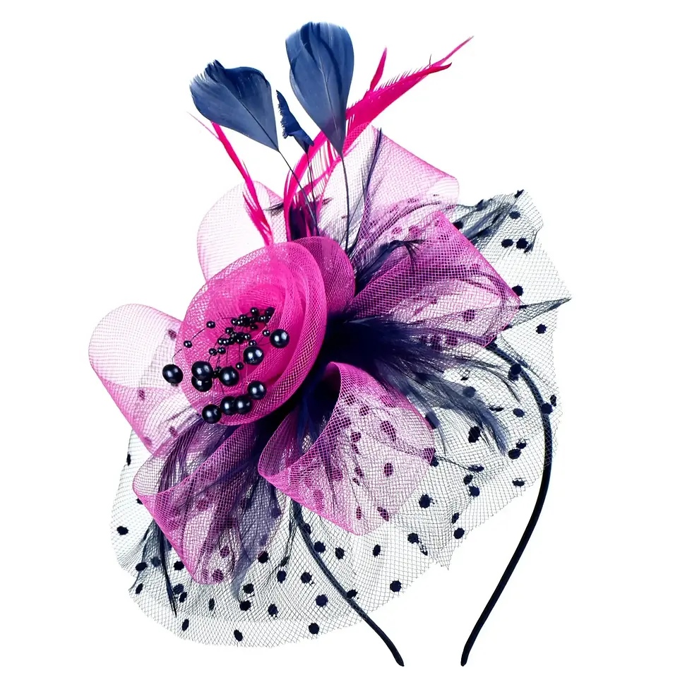 Thumbnail: Vintage Women Feather Flower Fascinator Hat