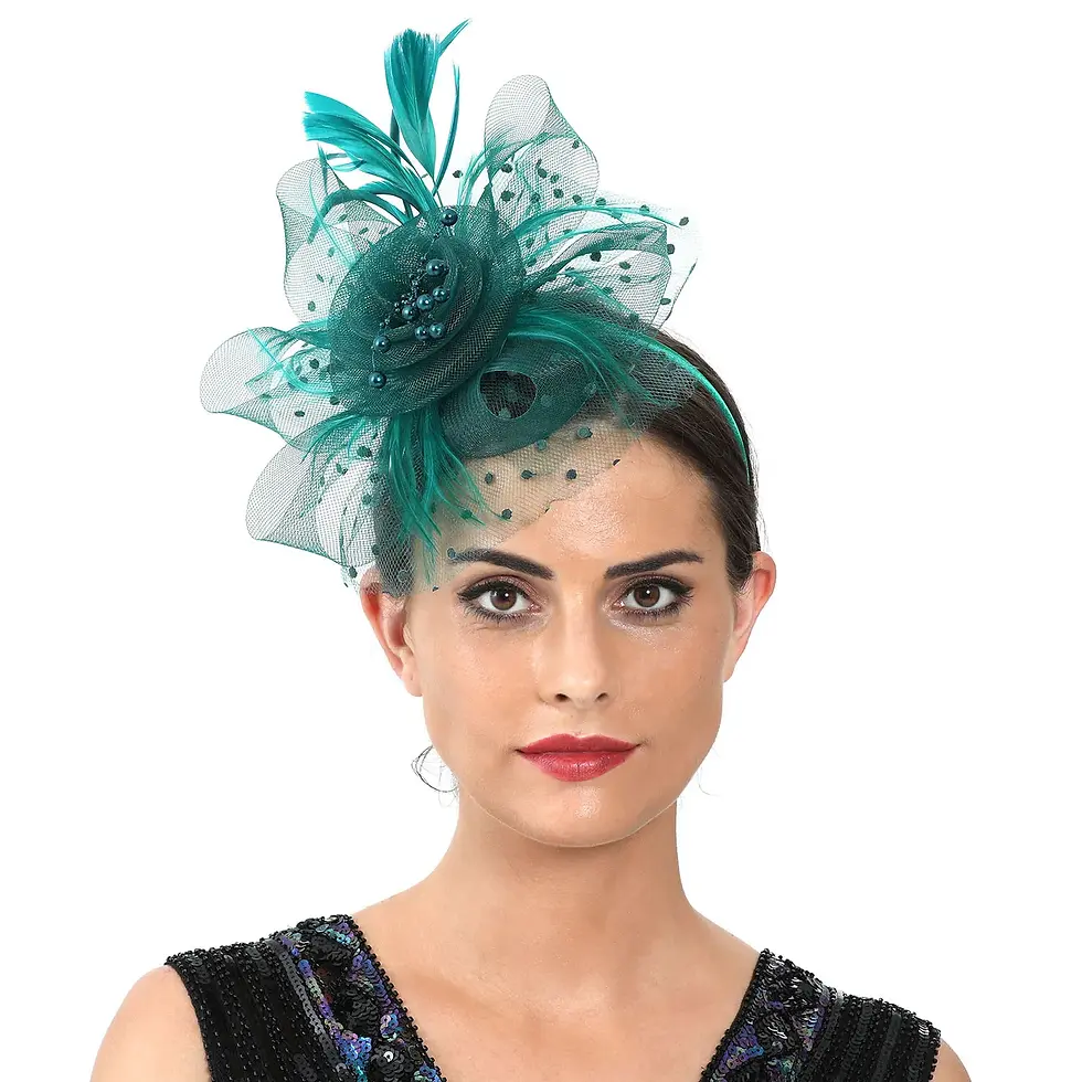 Thumbnail: Vintage Women Feather Flower Fascinator Hat