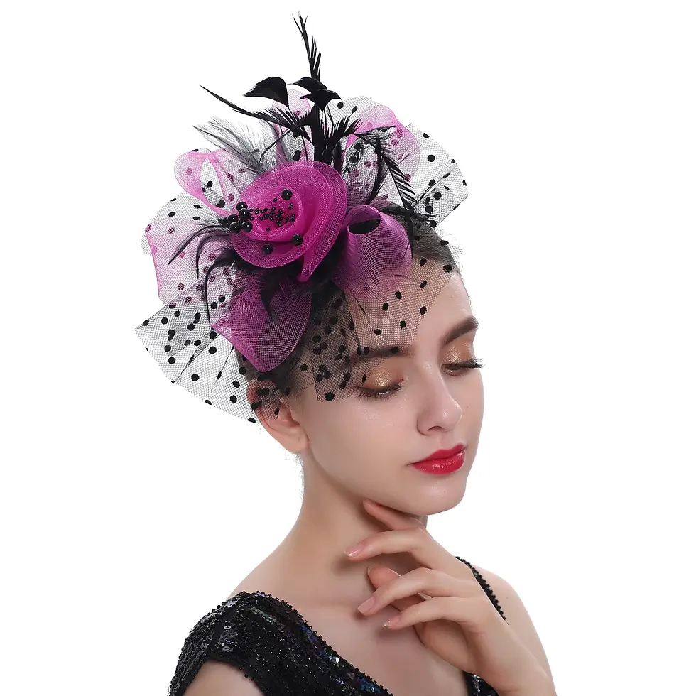 Thumbnail: Vintage Women Feather Flower Fascinator Hat