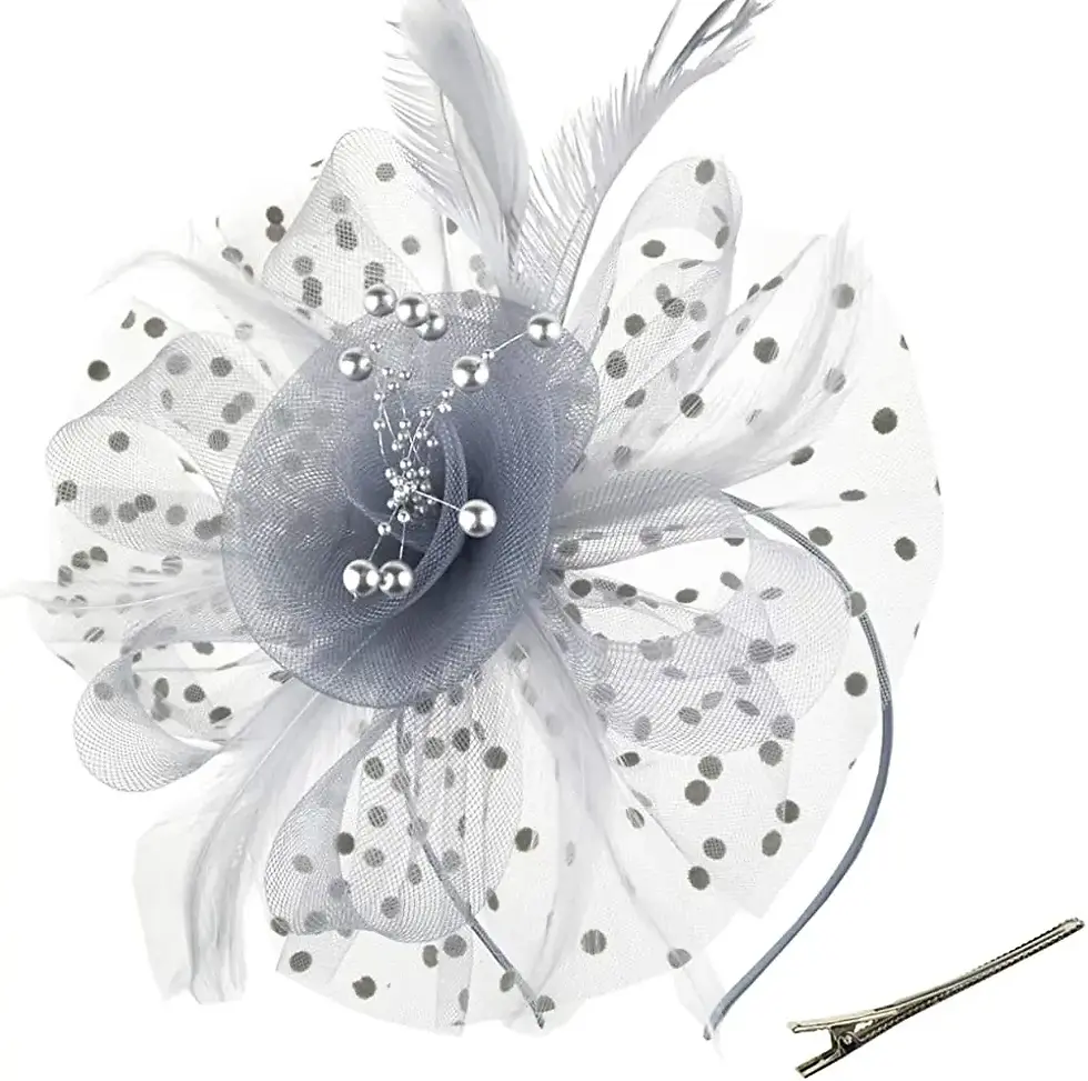 Thumbnail: Vintage Women Feather Flower Fascinator Hat