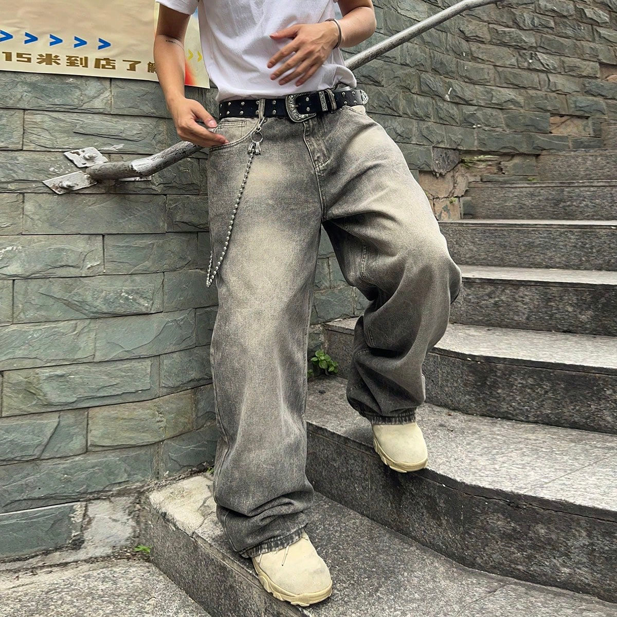 Vintage Men y2k Stretchy Baggy Denim Jeans For Men Fashion Casual pants Streetwe