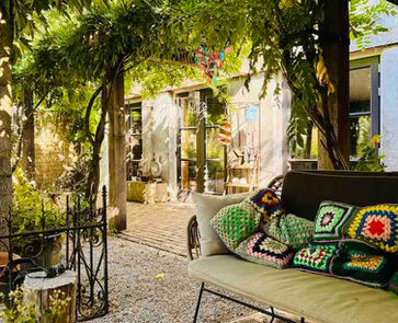 Covered outdoor lounge at the retreat venue