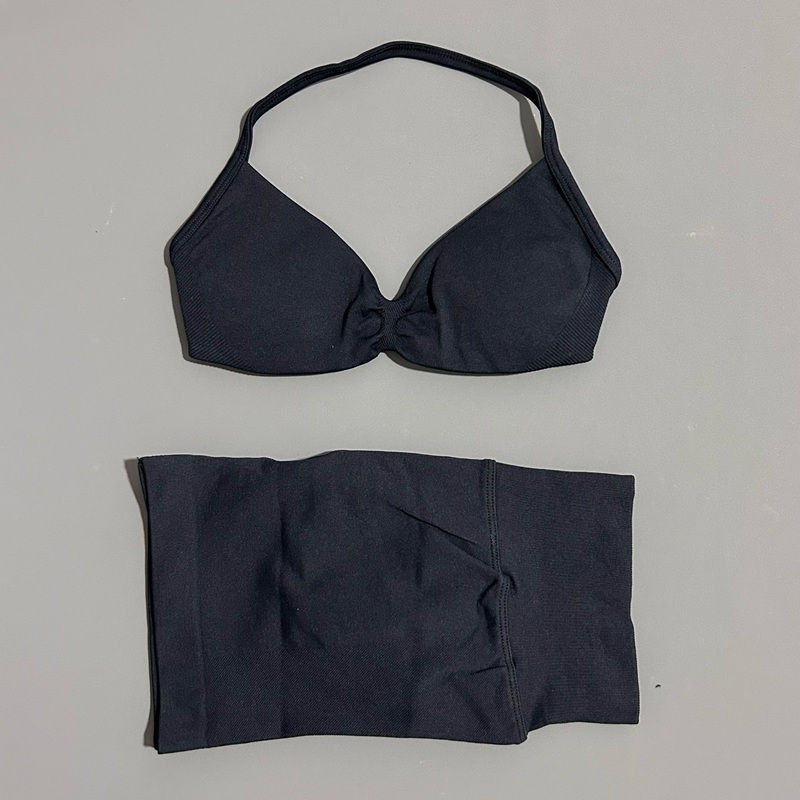 Miniatura: Conjunto Fitness 2 Peças HISTELLO: Top de Yoga com Alças e Shorts com Efeito "