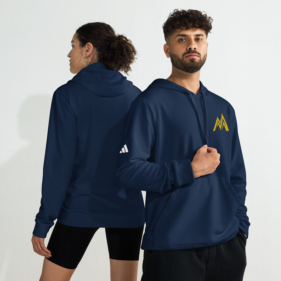 Navy adidas fleece hoodie dual view