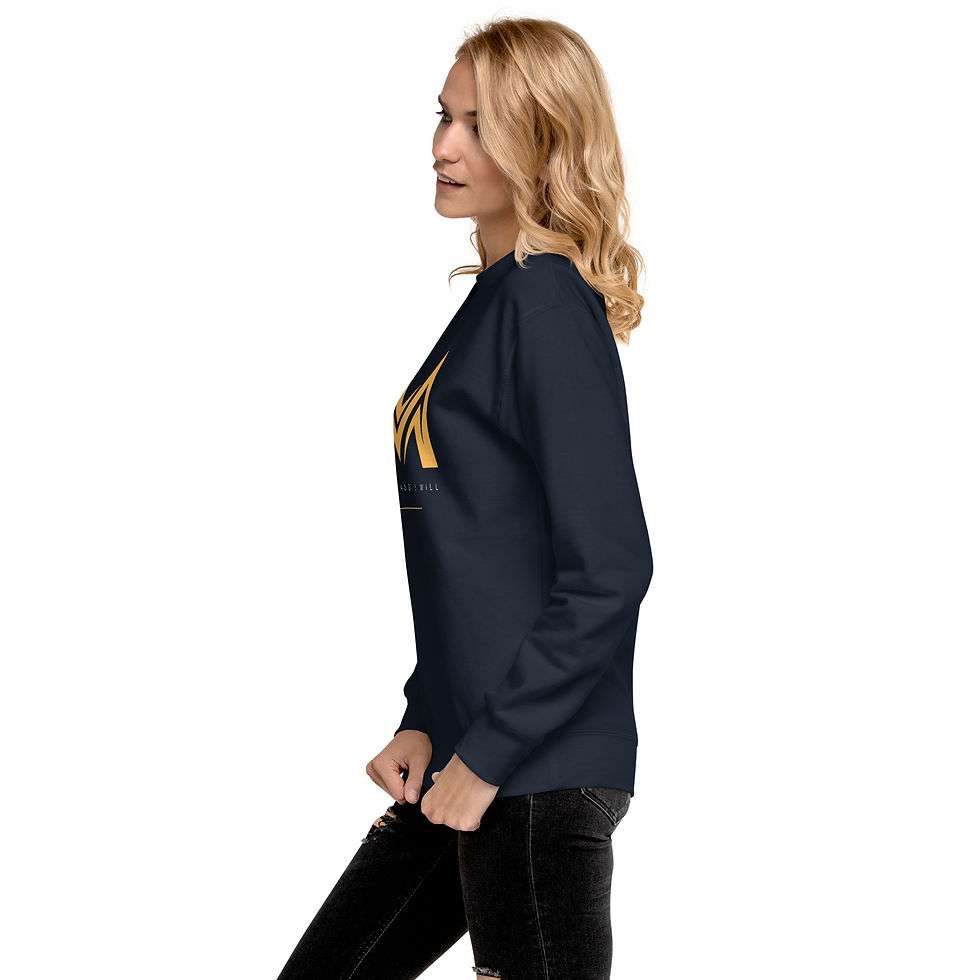 Thumbnail: Navy unisex sweatshirt side view