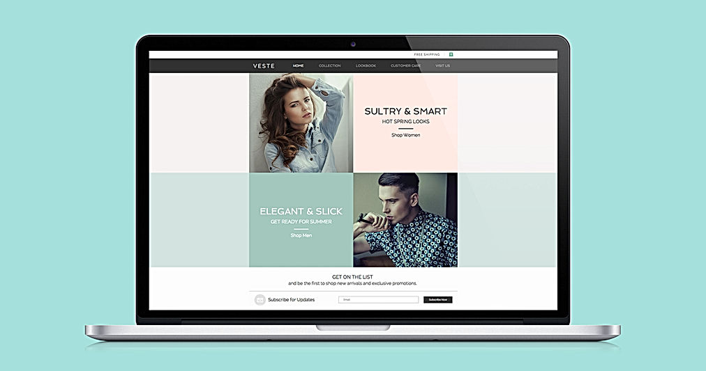 computer screen showing fashion website