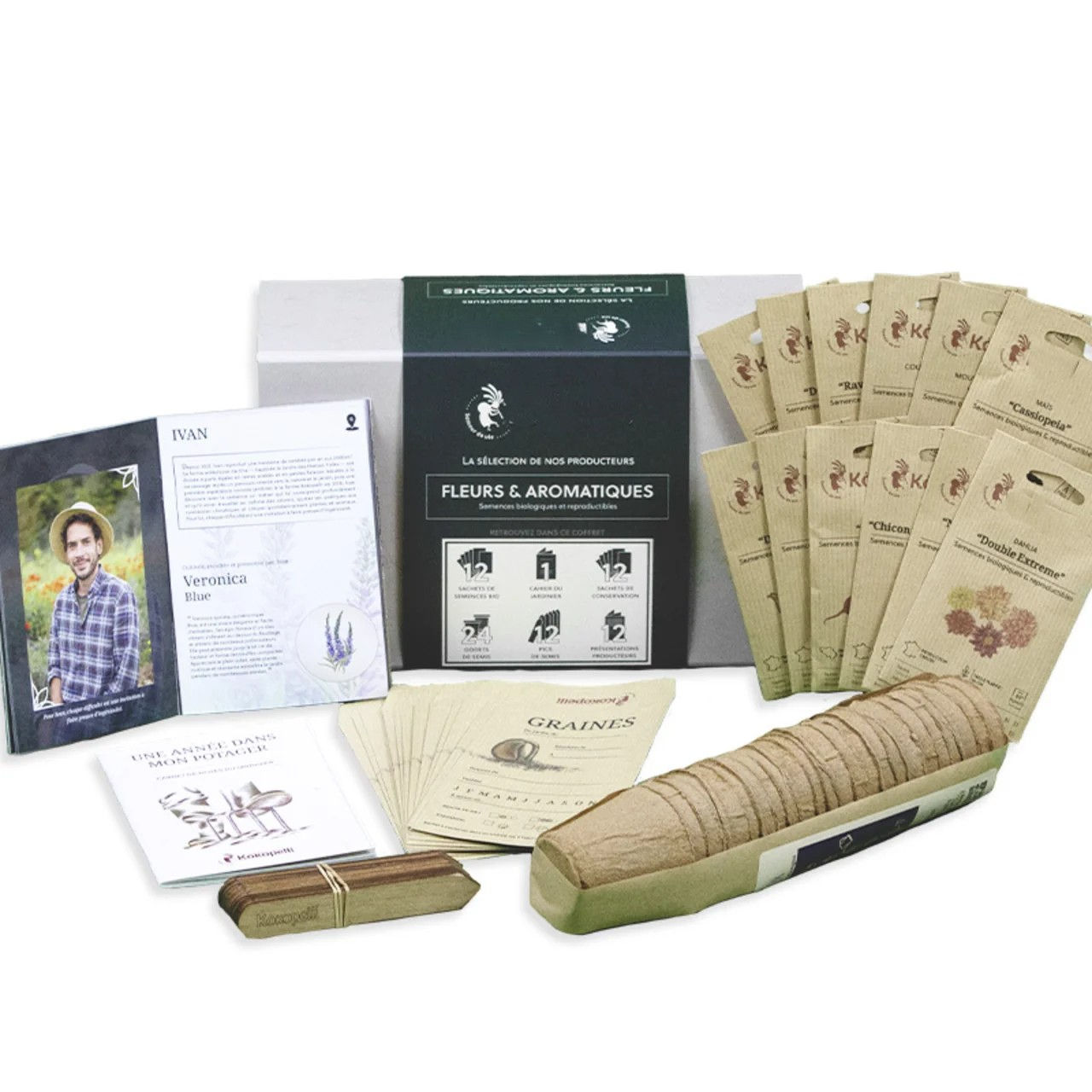 Selecție premium semințe bio de flori și aromatice Kit Producător 12 plicuri