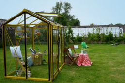 sera hobby de gradina din aluminiu și sticla ,culoare galbena 