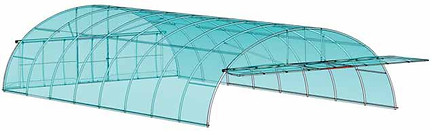 Structură galvanizată pentru solar profesional tip tunel acoperit cu folie simplă sau gonflabilă .