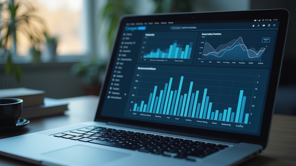 Eye-level view of a digital marketing analytics dashboard