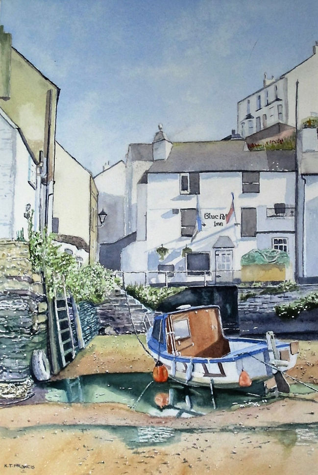 Painting of the  Blue Peter Inn at Polperro, Cornwall