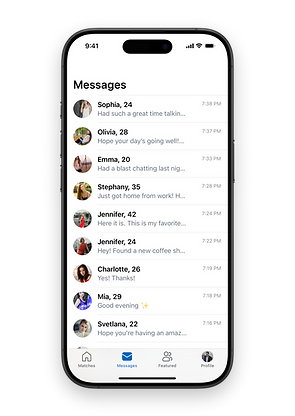 Chat list view in iSunday Christian dating app