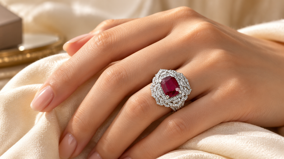 Zuuro product: Ruby No Heat Ring With Designer Platinum Band