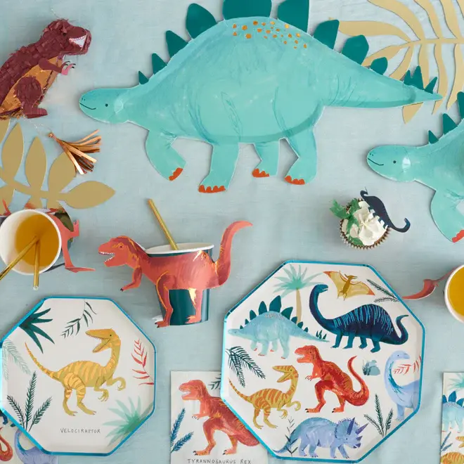 Miniatura: 4 Piatti Dinosauro - Sagomati