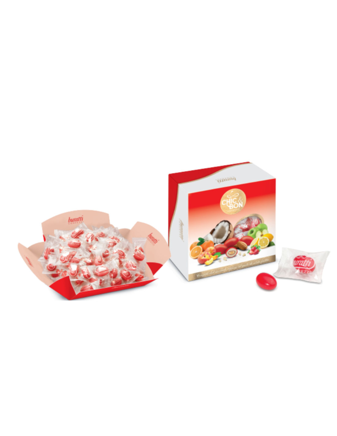 Vassoio Tenerezze Misto Frutta Rossi, Incartati Singolarmente - Kg. 0,5