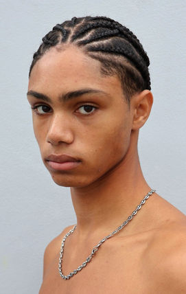 Khalilou new talent male model management chain necklace portrait.