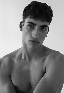 Black and white portrait of a male model