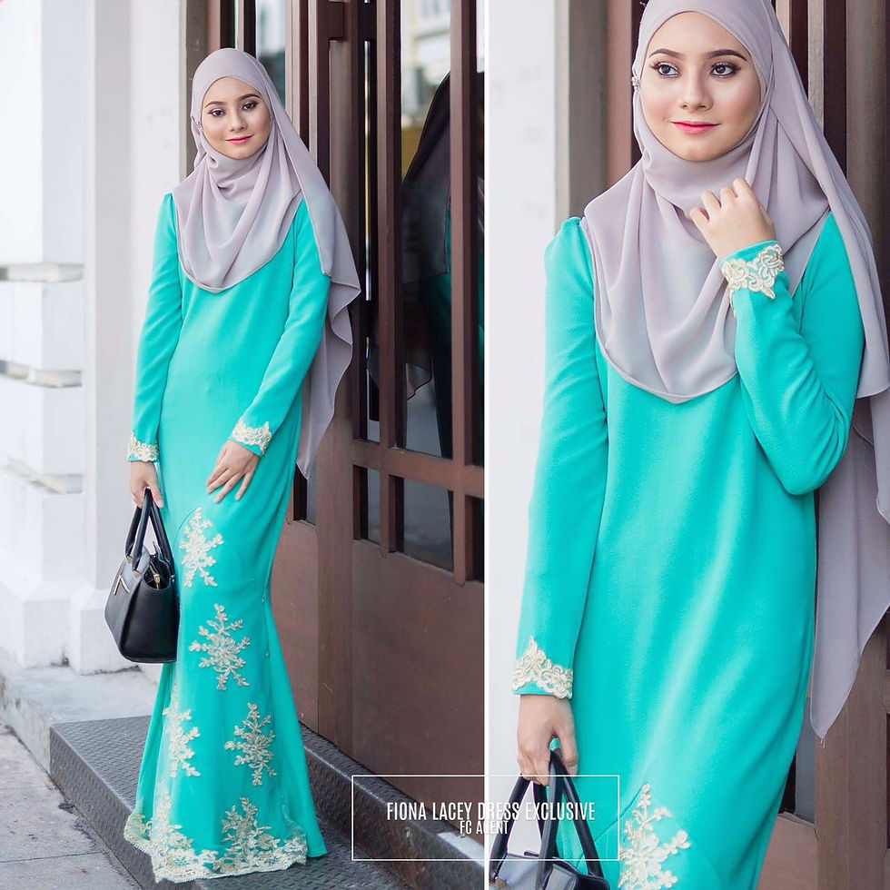 JUBAH FIONA LACEY DRESS EXCLUSIVE (TQOISE)