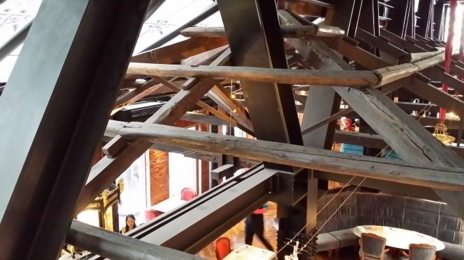All the original roof timbers are retained and supported to form a canopy over the 3rd floor restaurant.