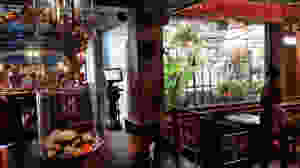 One of the restaurant interiors. Exquisitely oriental in the shell of a concrete bunker