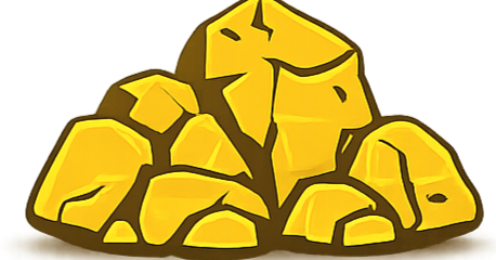 Stylized illustration of a pile of gold nuggets.
