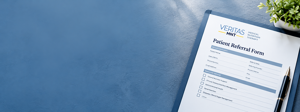 Veritas MNT patient referral form for nutrition services.