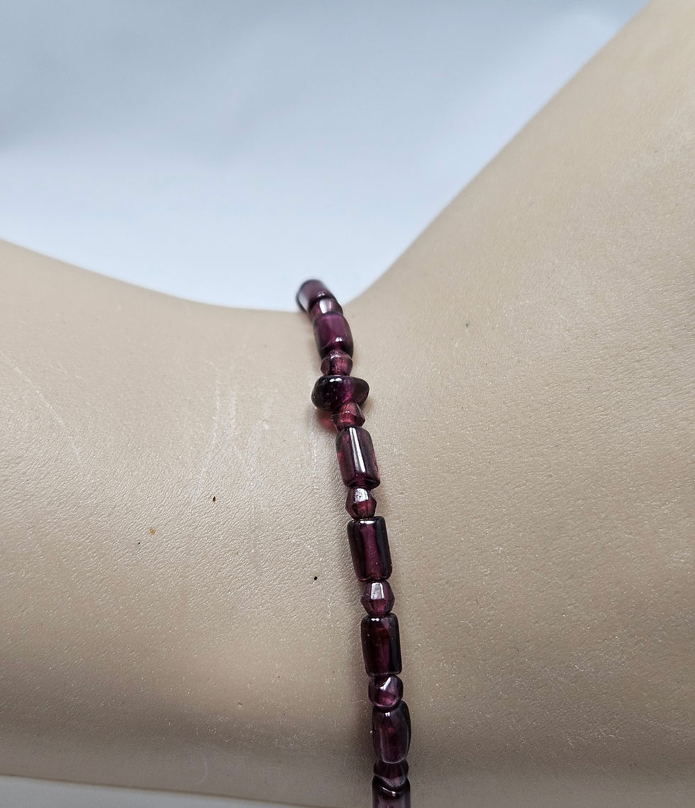 Thumbnail: Multi Shaped Deep Red Garnet bracelet.