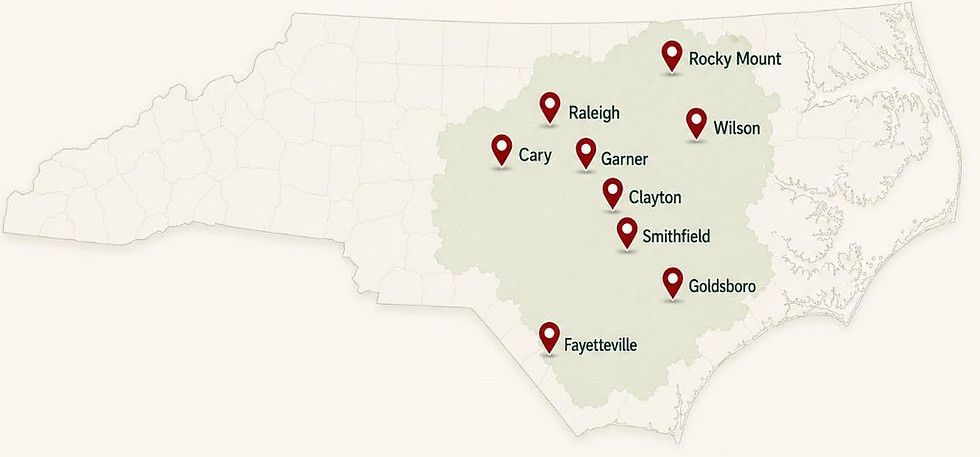 North Carolina service area map for home sellers.