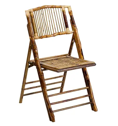 Bamboo folding chairs.