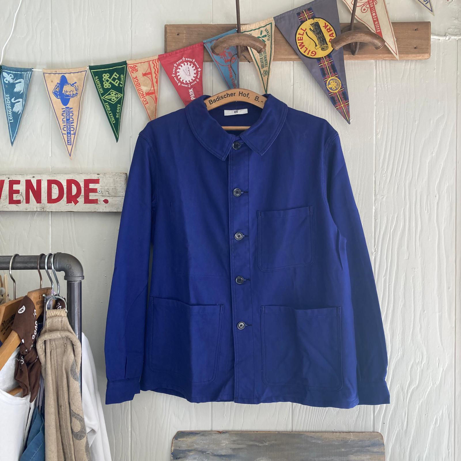 Vintage 1960s French Sanforised Cotton Factory Workwear Jacket M L