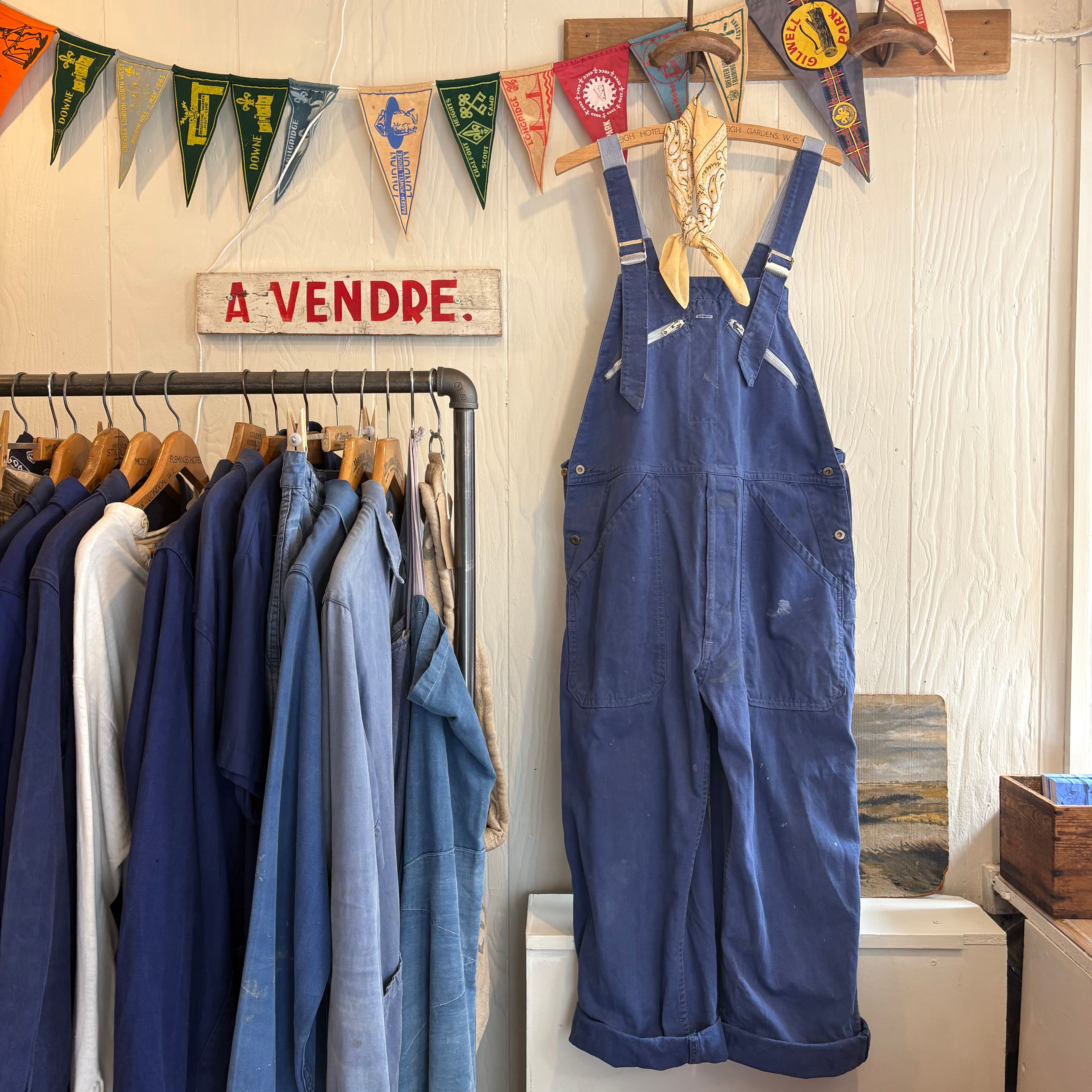 Vintage 1960s French Adolphe Lafont Workwear Dungarees S M