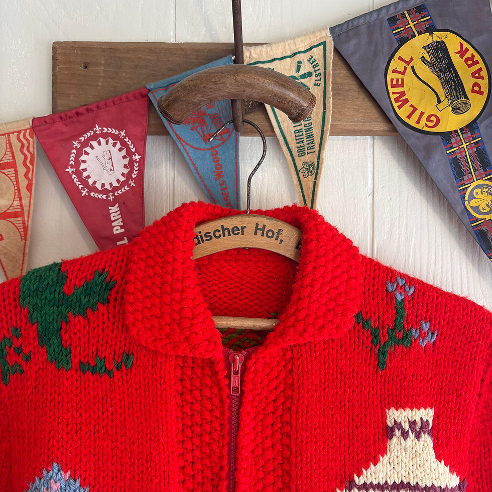 Thumbnail: Vintage Mary Maxim Mexicana Wool Cowichan Cardigan S/ S- M