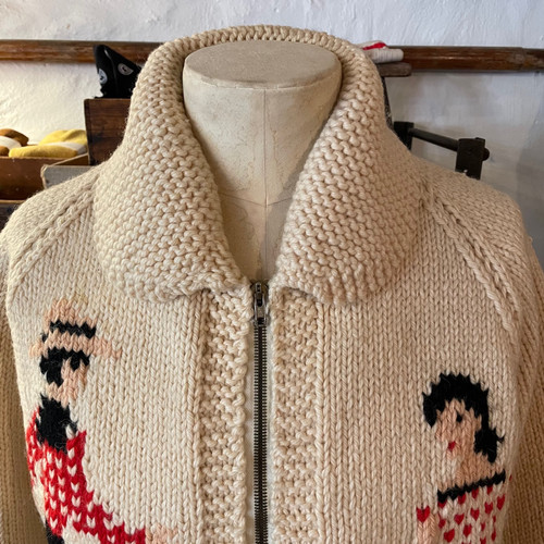 Vintage 1950s/60s Mary Maxim Hoedown Cowichan Wool Cardigan L/ XL