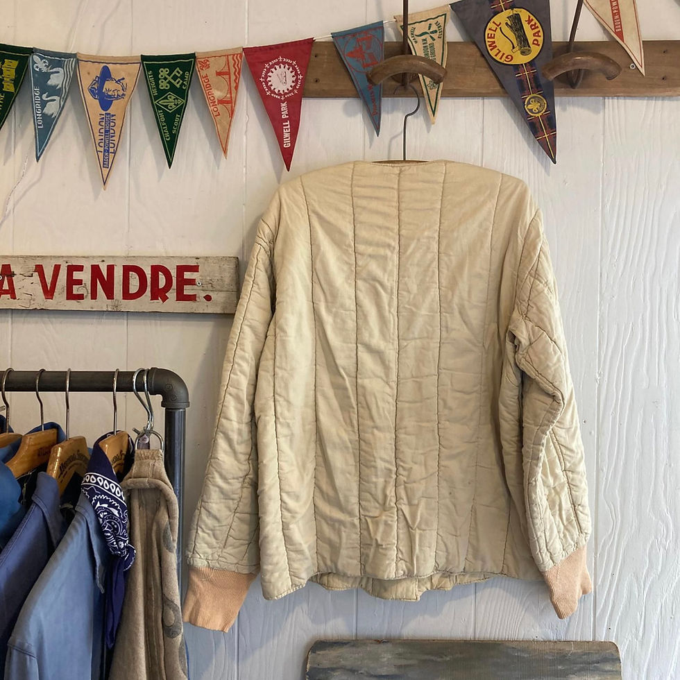 Thumbnail: Vintage 1960s Czech Overdyed Bleached Quilted Liner Jacket M L