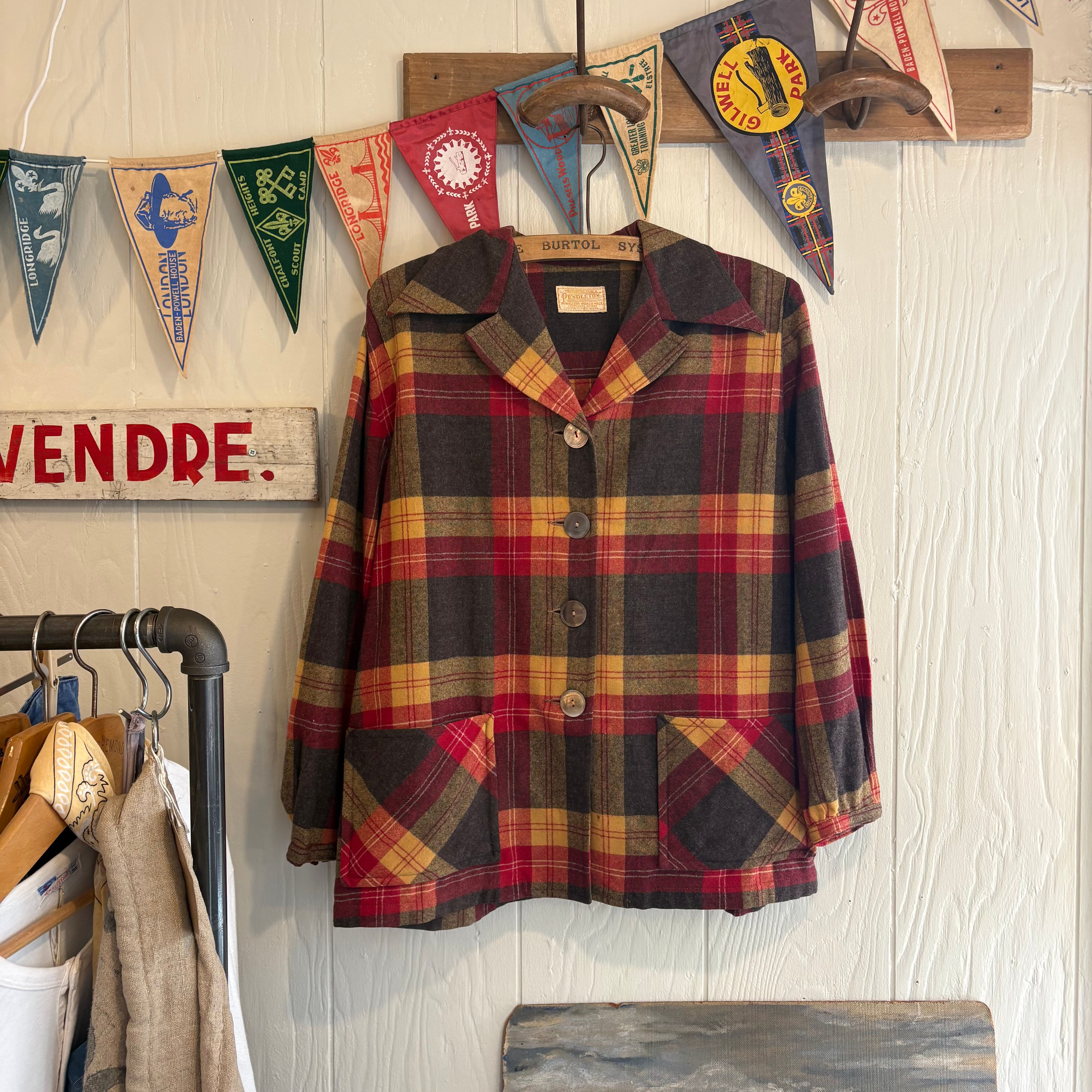 Vintage 1950s USA Pendleton 49er Check Wool Jacket M