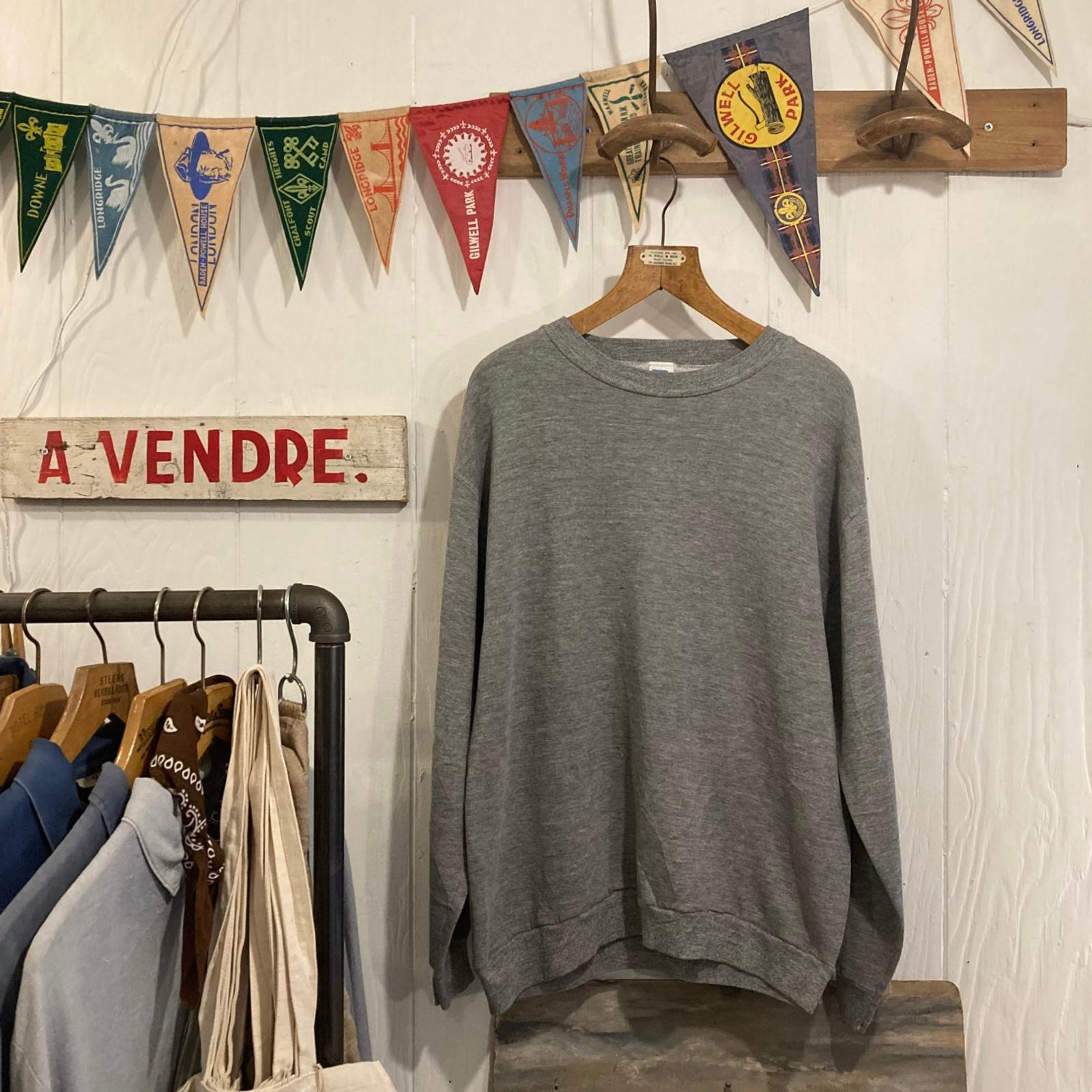 Vintage USA 1980s Russell Athletic Grey Marl Blank Sweatshirt L