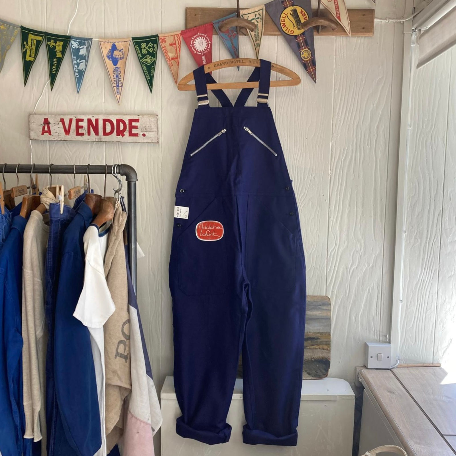 Vintage 1960s French Adolphe Lafont Workwear Dungarees Deadstock M L