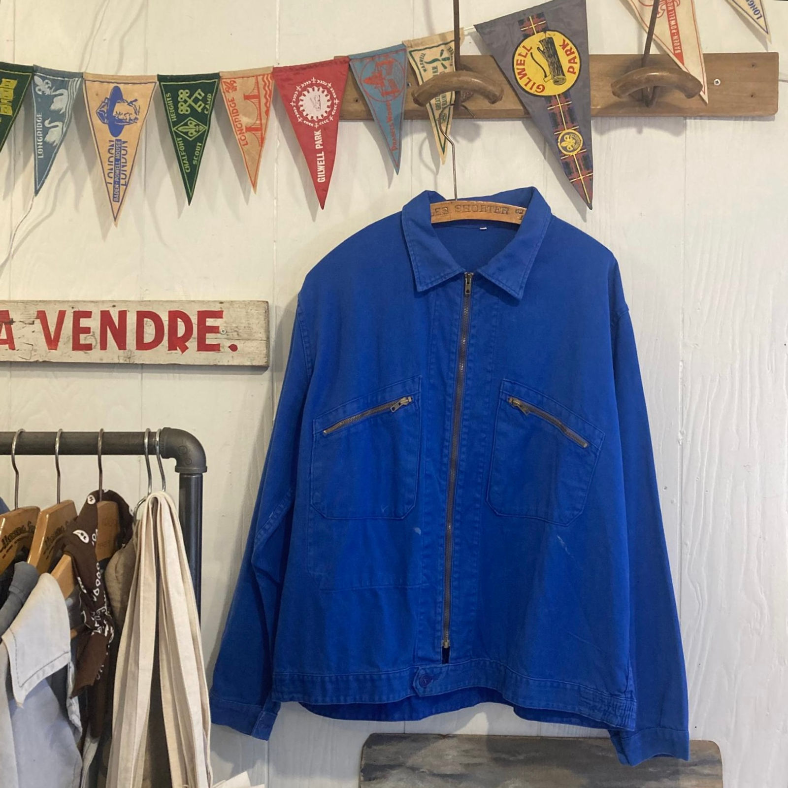 Vintage French Adolphe Lafont Workwear Cyclist Jacket w/ Zip Pockets L