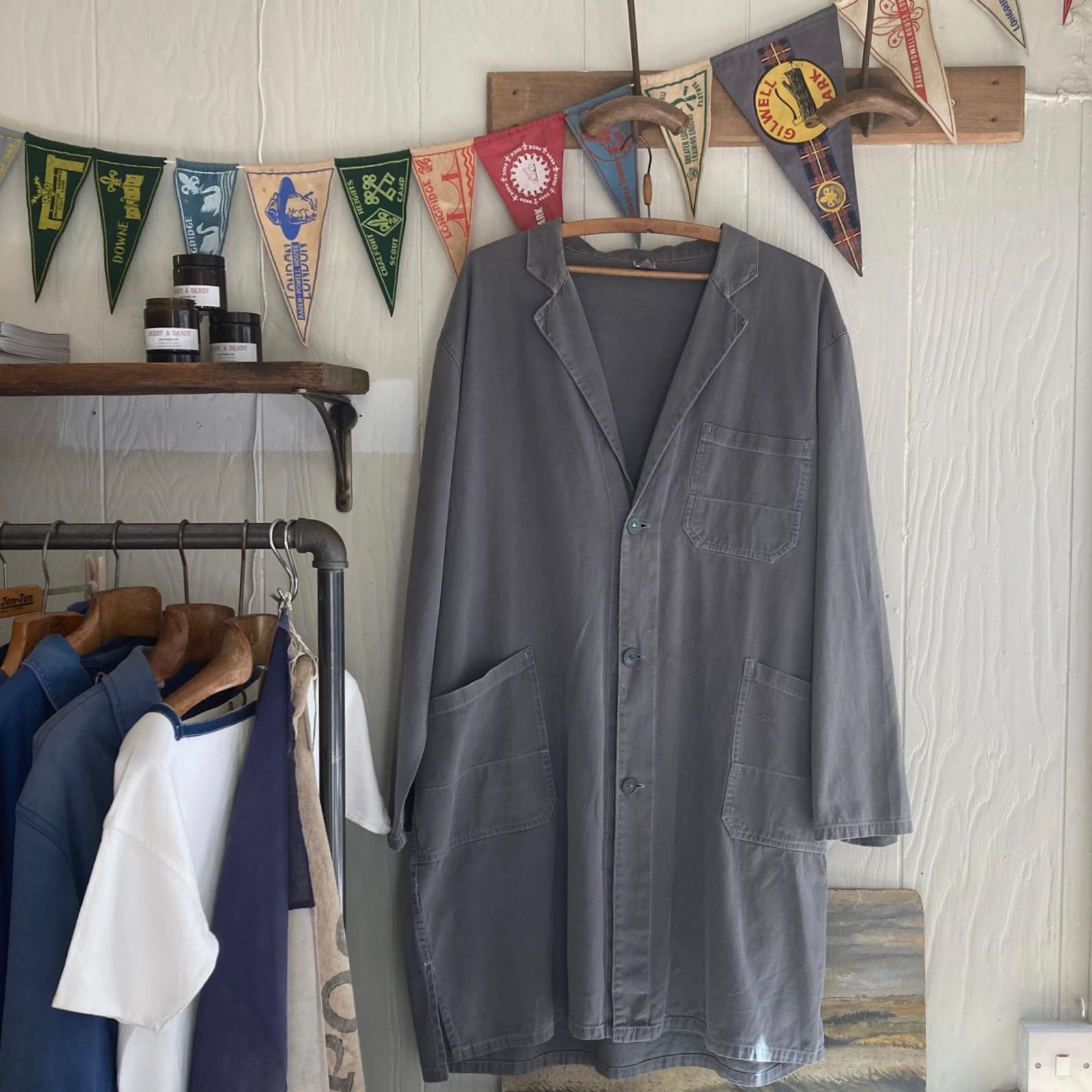 Vintage European Grey Cotton Workwear Jacket M L