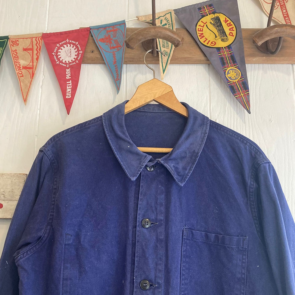 Thumbnail: Vintage 1950s French Paint Splattered Workwear Jacket M L 