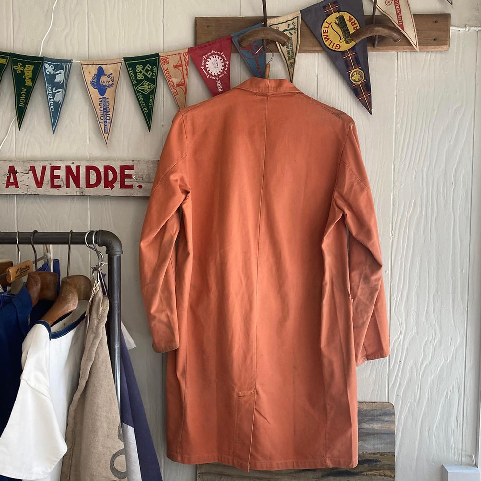 Thumbnail: Vintage 1960s French Belted Workwear Factory Coat S M L