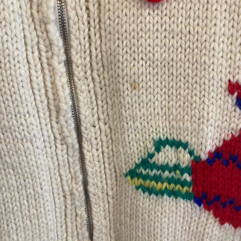 Thumbnail: Vintage 1950s Mary Maxim Mexicana Wool Cowichan Cardigan M L