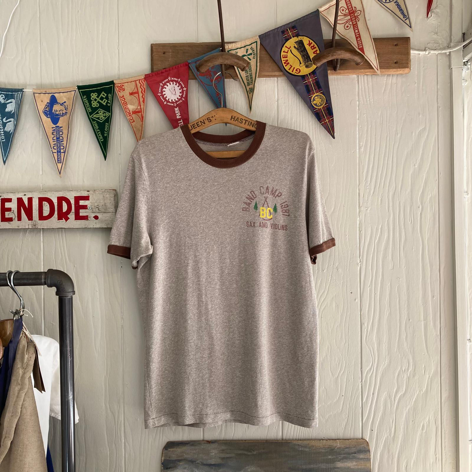 Vintage 1980s USA 1987 Band Camp Ringer Tee- Shirt M L
