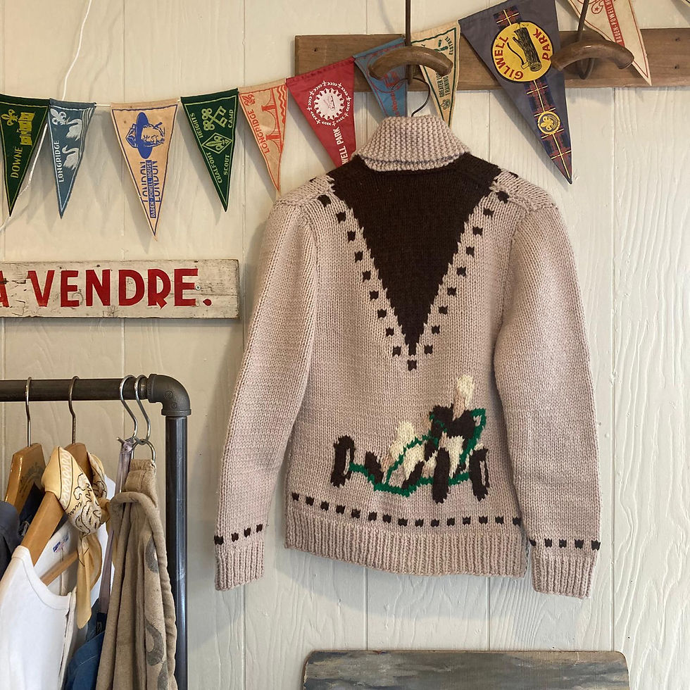 Thumbnail: Vintage 1950s Mary Maxim Go- Kart Wool Cowichan Cardigan XS