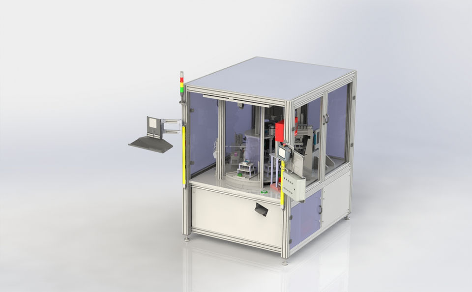 Durch das Design des Rundtakters können viele Prozesse platzsparend untergebracht werden.