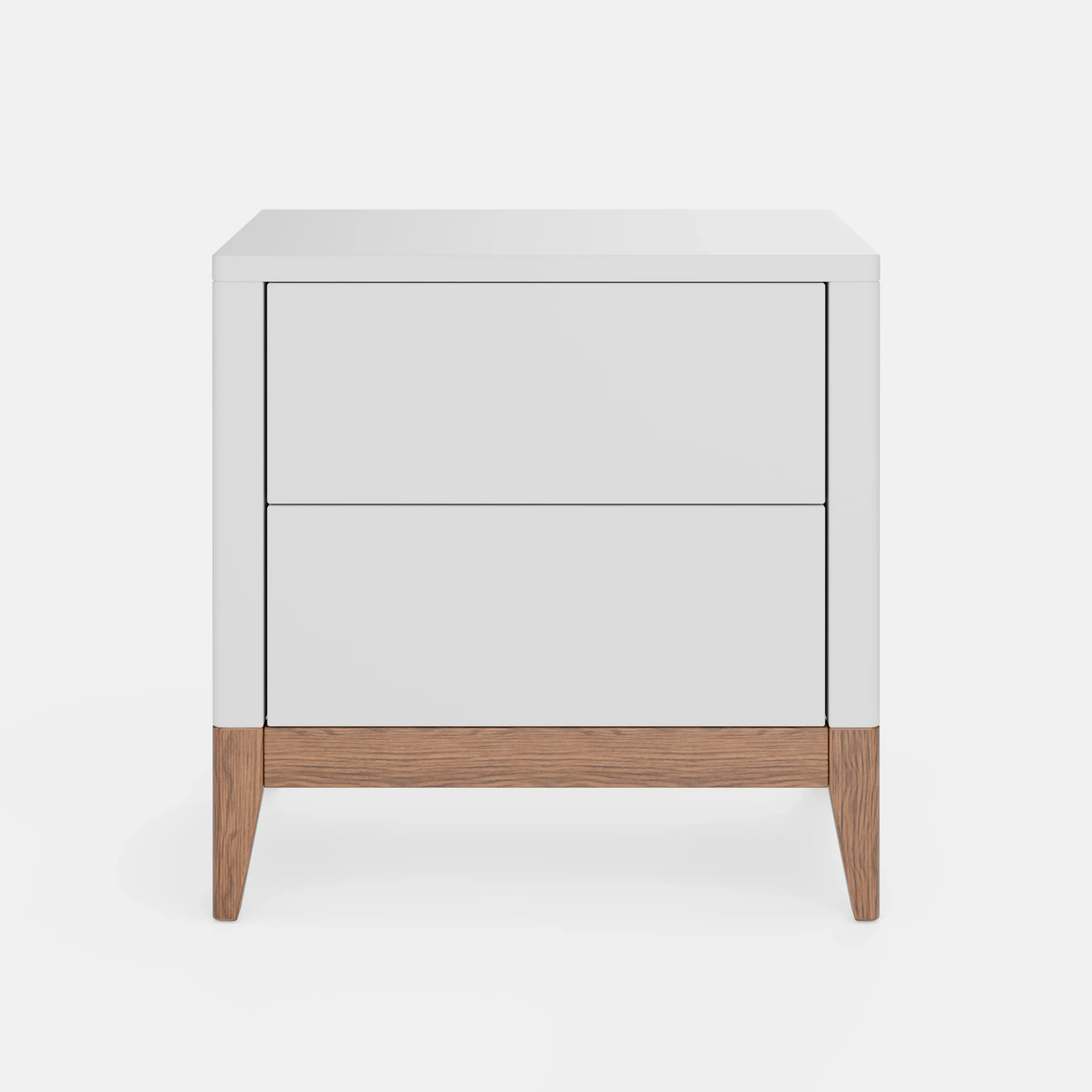 שידת לילה מודרנית Asenso עם מגירות פתיחה בלחיצה ורגלי עץ טבעי בעיצוב סקנדינבי נקי | פוני סטייל